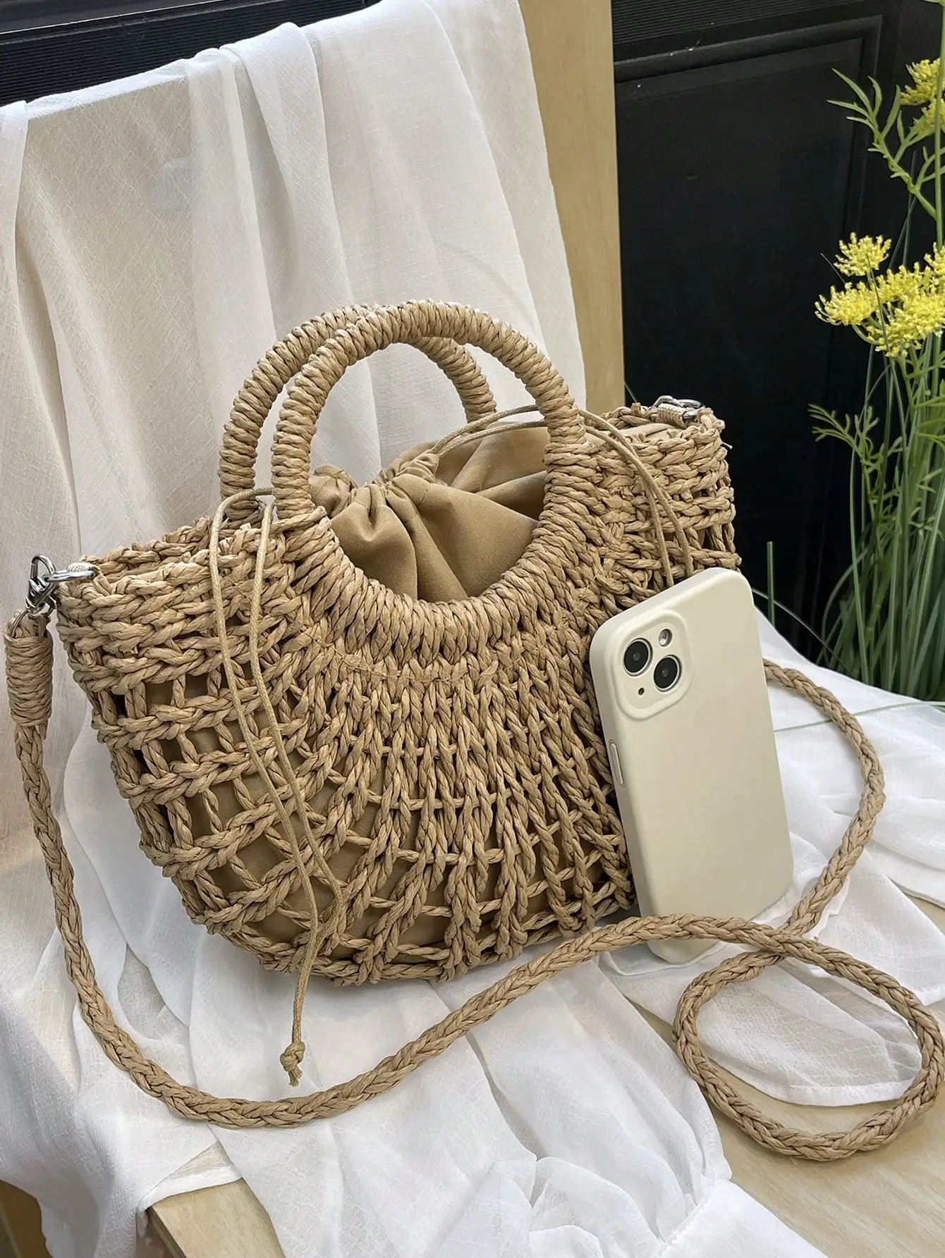 Bolso de mano con forma de med - Beach Bag Straw reseña y precio