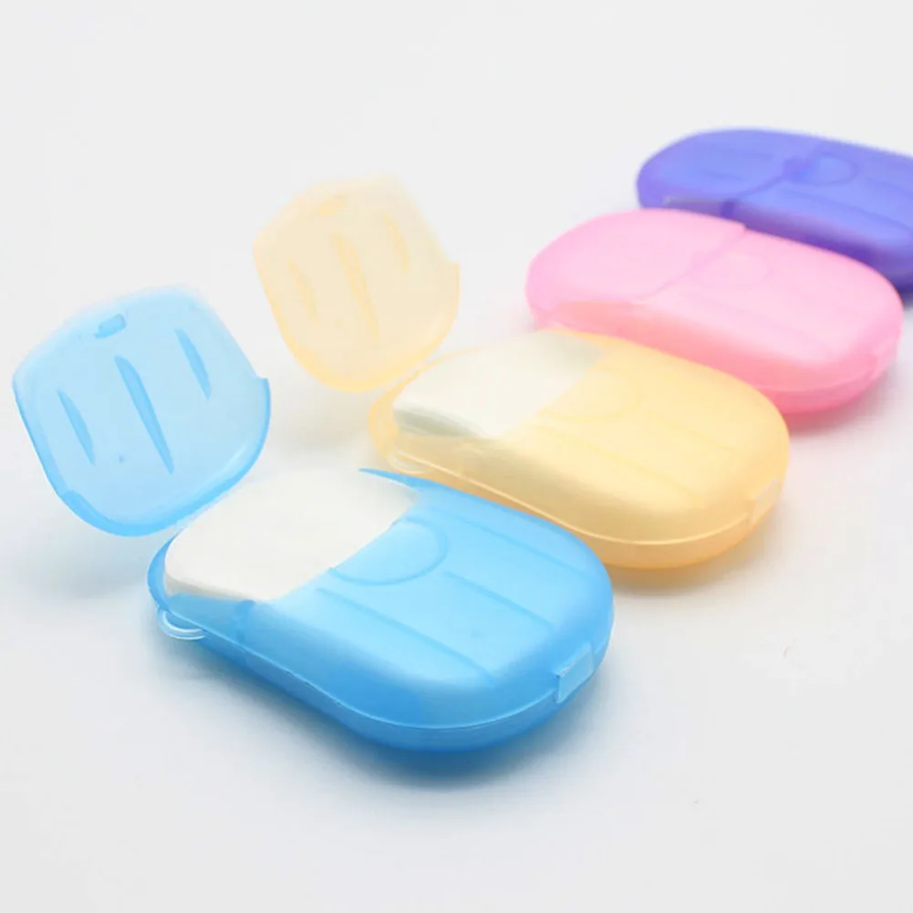 20Pcs Disposable Travel Soap Paper Sheets Skin Friendly Mini Paper Soap Sheets Portable Paper Soap for Camping Hiking