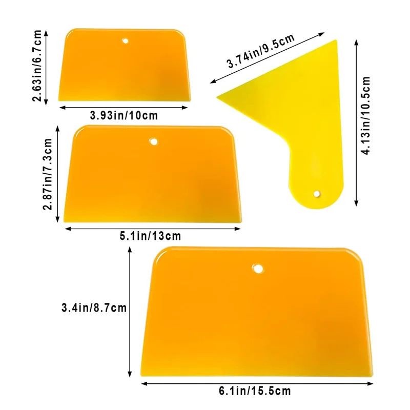 Body Filler Spreaders 3/4/5/6 Inch Automotive Body Fillers Plastic Scraper for Applying Fillers Putties Glazes Caulking Paint