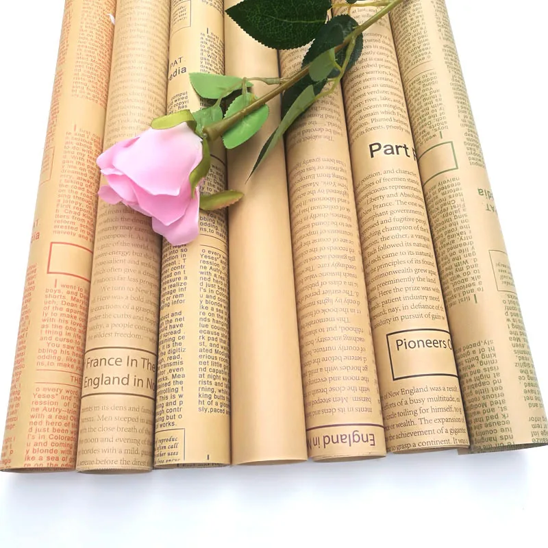 10pcs Gift Wrapping Paper Roll Vintage Newspaper Double Sided  Gift Wrapping Flower Shop Bouquet Packaging Paper Material