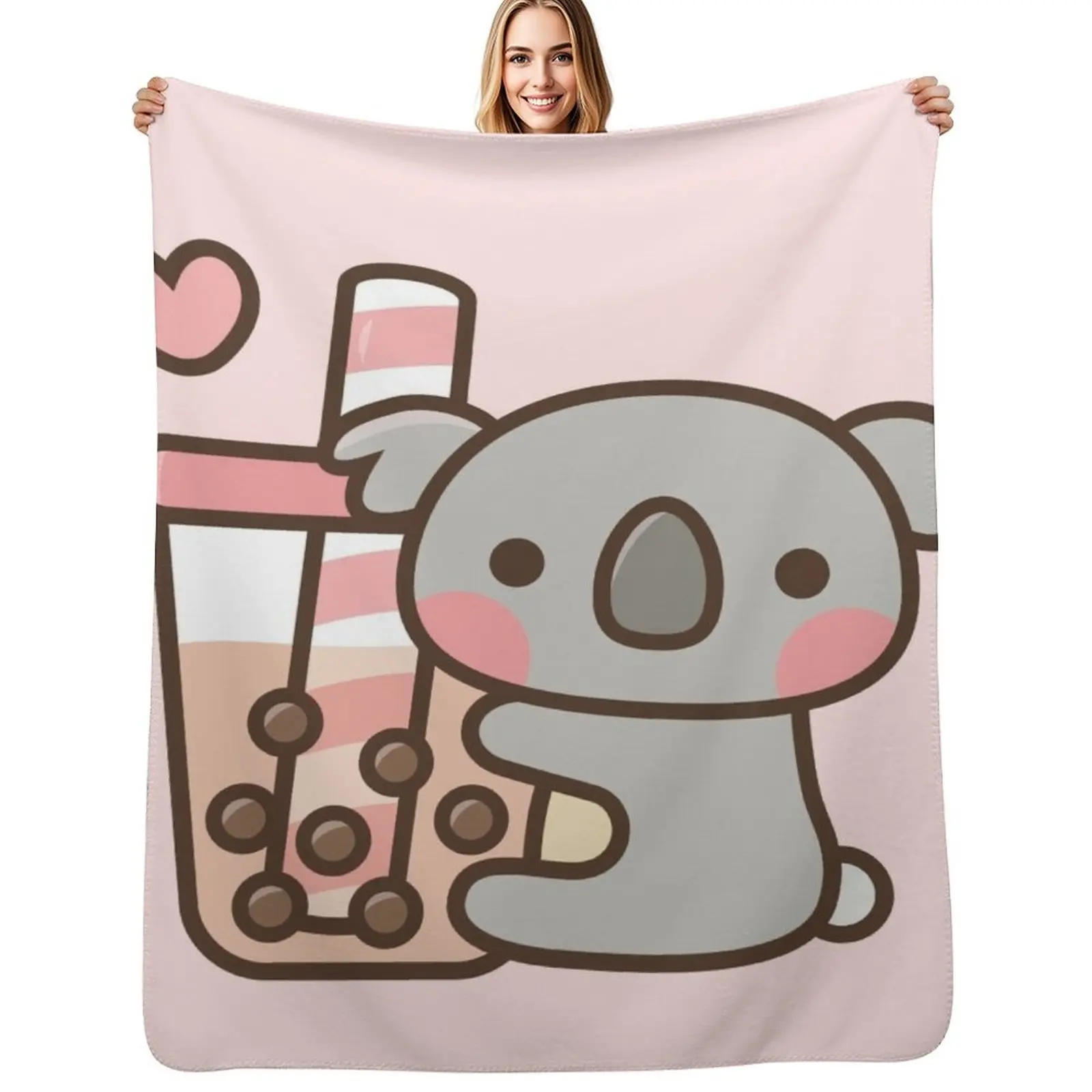 Cute Koala Bear And Bubble Tea Throw Blanket Soft Beds Decorative Sofa Blankets For Sofas Hairys Bed linens Sofas Blankets