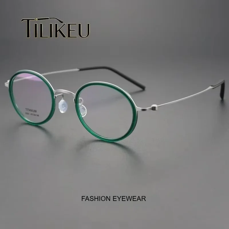 Denmark Ultralight Pure Titanium Oval Eyeglasses Frame For Women Premium Retro Small Face Glasses Frame Luxury Designer Eyewear