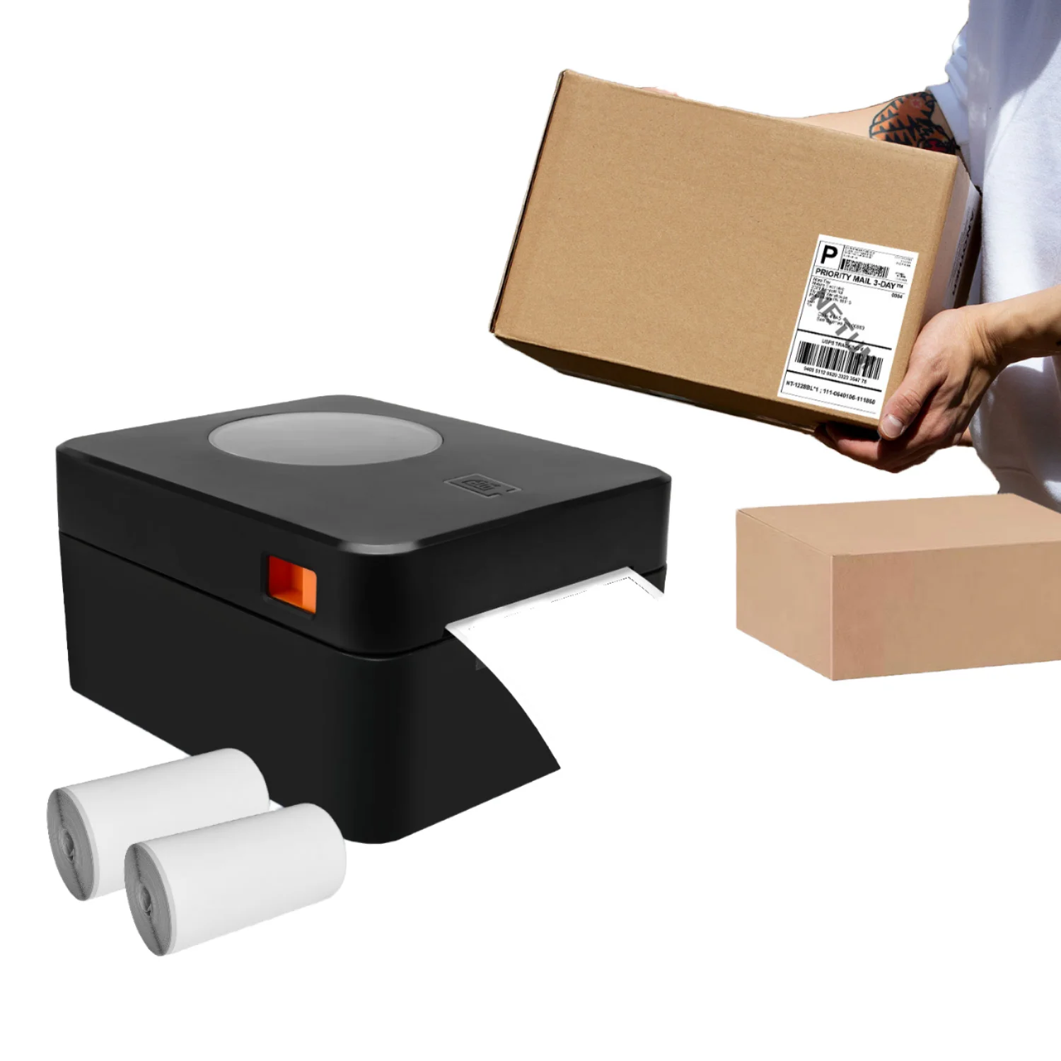 Direct Thermal For Bluetooth POS Printers 110mm USB IOS Android LAN Black White Shipping Labels Blue-tooth Waybill Barcode Black
