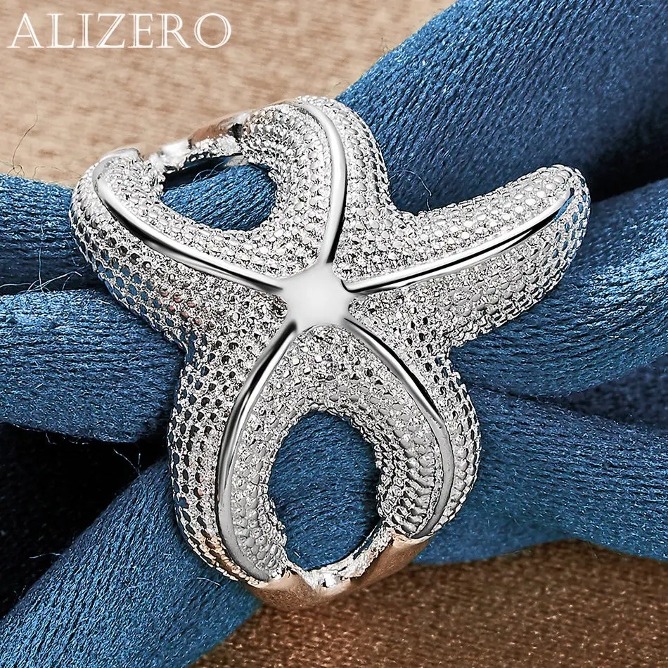 خاتم نجم البحر من الفضة الإسترليني عيار 925 من ALIZERO للنساء إكسسوارات عصرية مضادة للحساسية، للمناسبات اليومية والزفاف