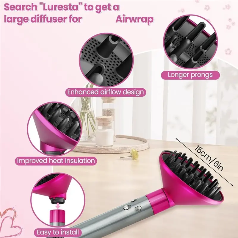LITE-Diffuser Attachment+Tension Comb For Dyson Airwrap For Fast Drying A