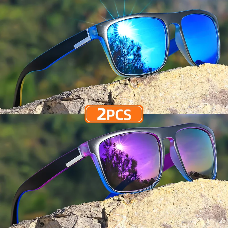 2PCS Fantasy Classic Square polarized fashion glasses for men and women outdoor sports party vacation travel driving fish image 3