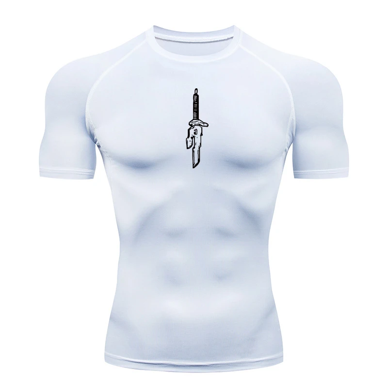 T-shirt ajusté pour homme, motif anime tendance, séchage rapide, sport, fitness, sous-vêtement, manches courtes