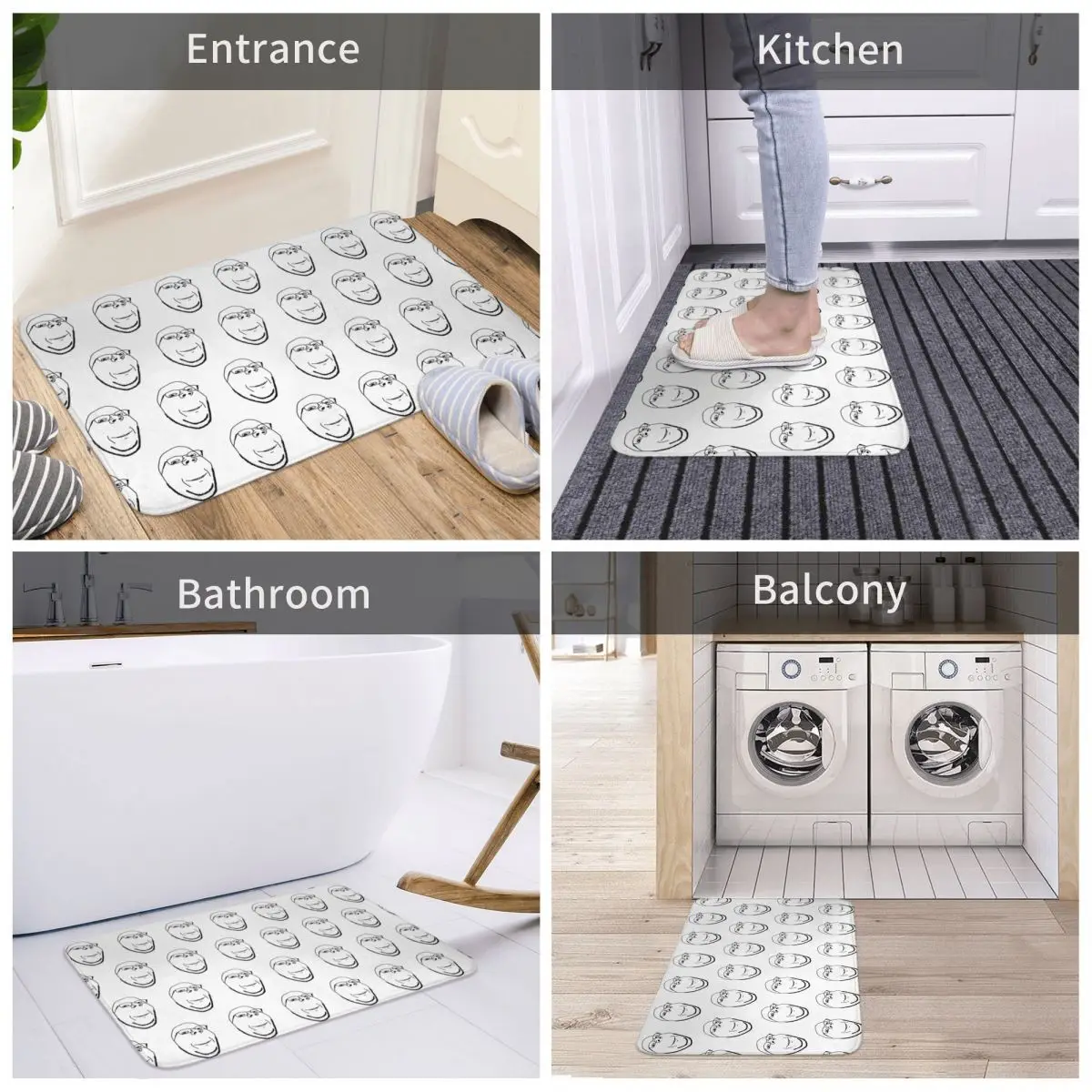 Smiling Wholesome Wojak Soyjak Non-slip Doormat Floor Mat Sand Scraping Carpet Rug for Kitchen Home Bedroom Footpad Mats