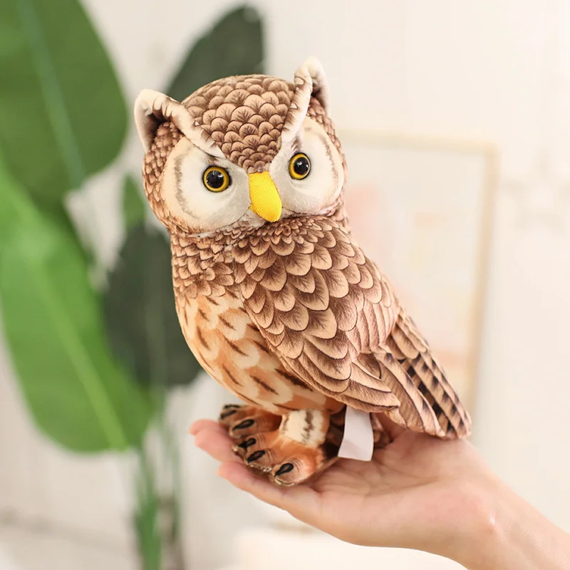 Nice Simulation Owl Plush Toy Soft Stuffed Lifelike Doll Desktop Pet Funny Children's Performance Game Props Birthday Gift