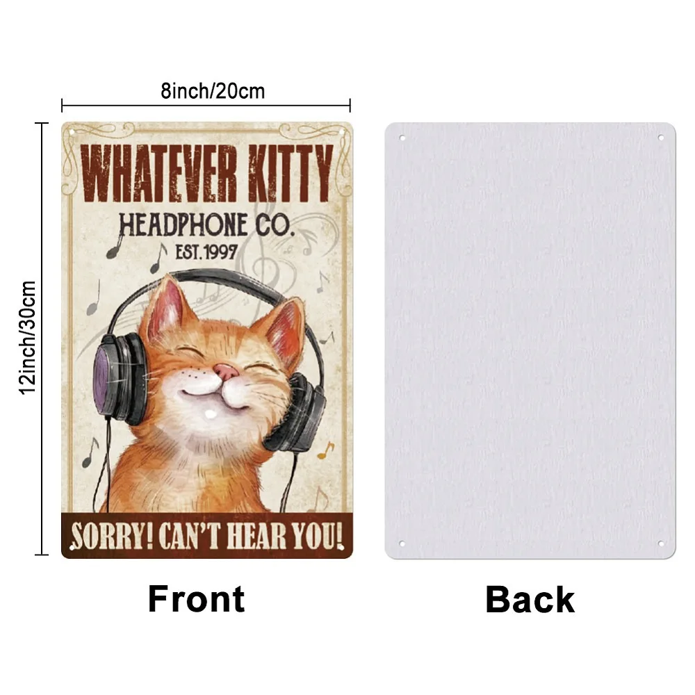 Vintage Metal Tin Sign Iron Wall Decor for Bars Restaurants Cafe Pubs Rectangle Cat Shape 300x200x2.2mm