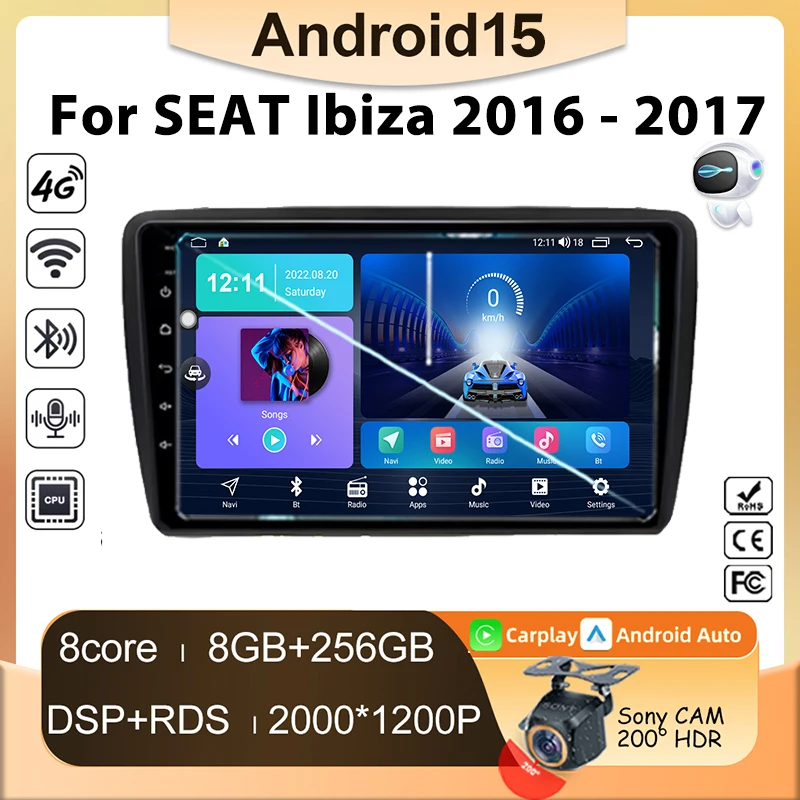 

Android 15 For SEAT Ibiza 2016 - 2017 Head Unit Car Radio Wireless Carplay Multimedia Player GPS Navigation 5G Wifi No 2din DVD