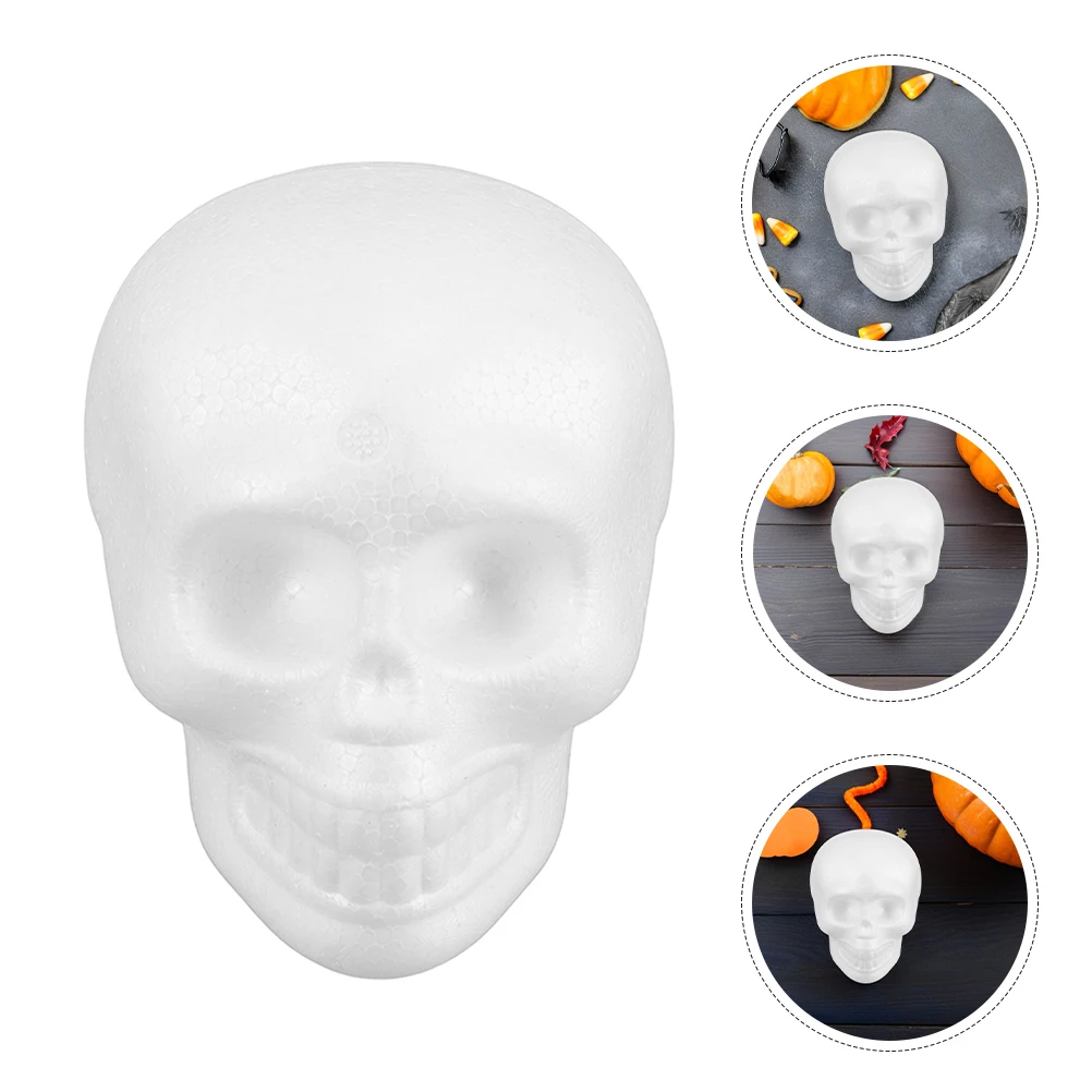 

6 Pcs Hanging Foam Skull Heads Scary Foam Skull Heads Halloween Layout Props Unfinished Foam Painting Craft Halloween Supplies