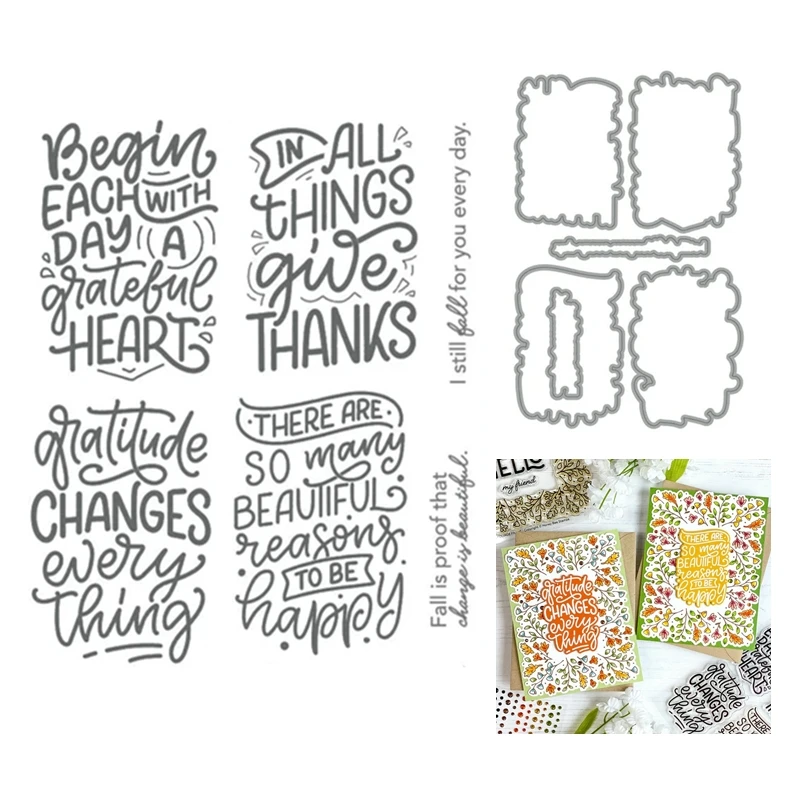 Clear Stamps for New 2022 for Scrapbooking Paper Making Fall For You Sentiments Frame Craft Card Cutting Dies