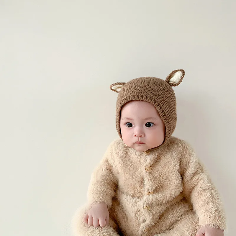 Earmuffs Knitting Baby Hat Autumn Winter Ear Infant Caps Bebe Photo Props