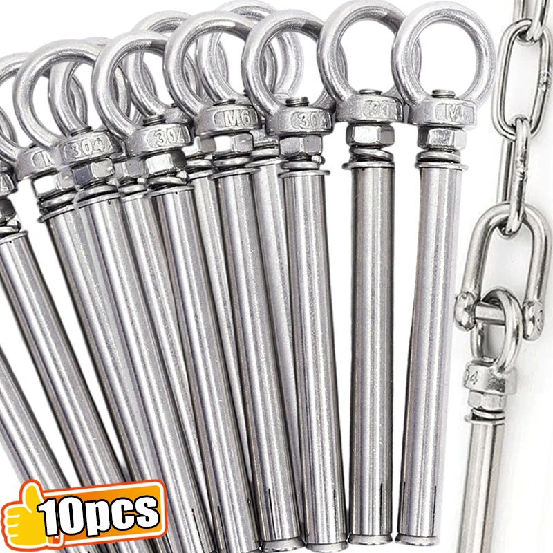

Stainless Steel Sleeve Wall Anchor Concrete Expansion Eye Bolt Lifting Hook Ring Fastener Fixing Swing Hammock Screws Eyebolt