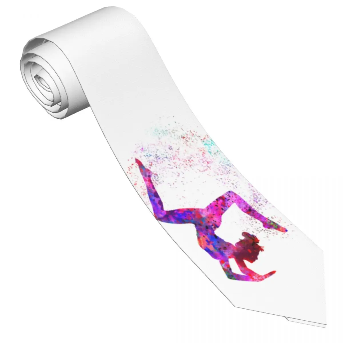 Gymnastics Girl Tie Teen Gift Watercolor Gymnastics Wedding Party Neck Ties Retro Neck Tie For Men Collar Tie Necktie Birthday