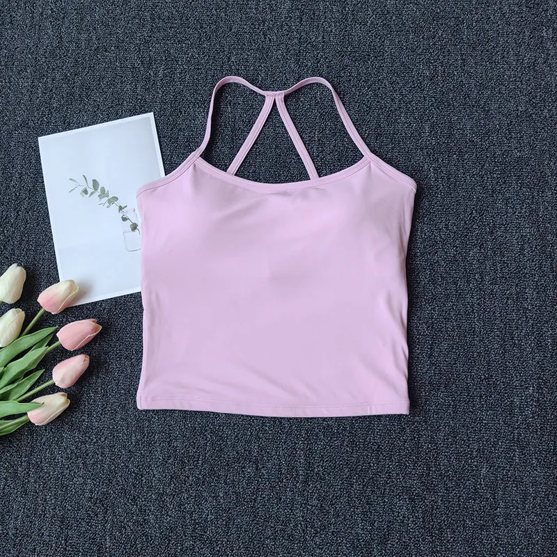 Summer Sports Vest with Chest Pads for Women, Nude-Feel Running Fitness Sports Bra Yoga Top