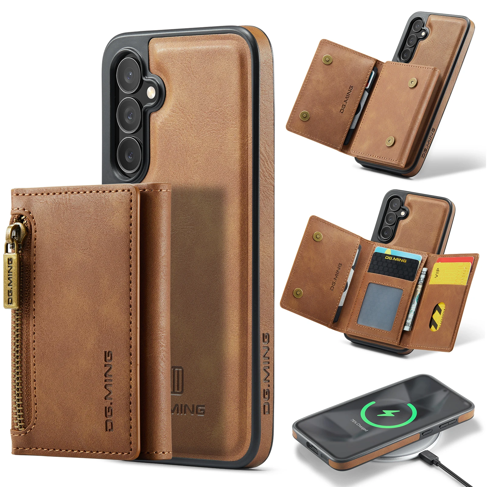 For Samsung Galaxy S24 FE Ultra Plus Case DG.MING 2 in 1 Magnetic Detachable Leather Wallet Phone Cover M5