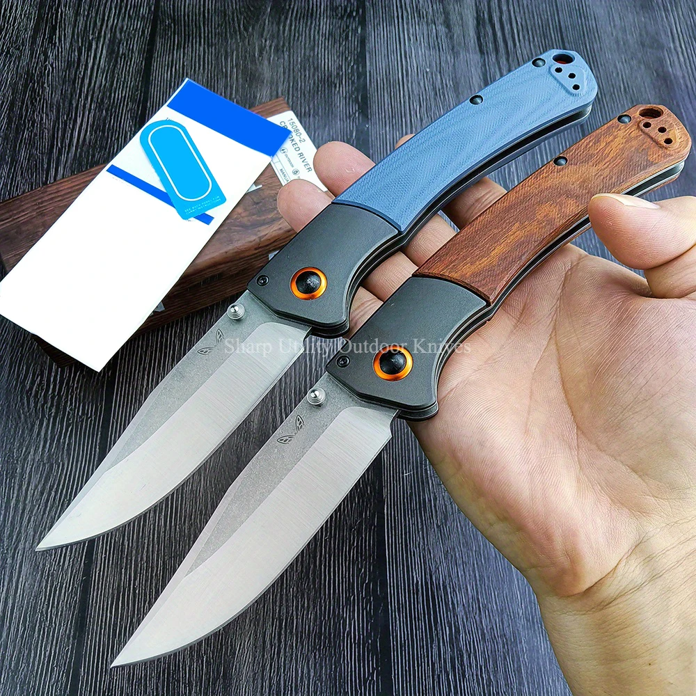 Sharp BM Crooked River 15080 EDC Multi Knife Outdoor Adventure Survival Camping Tactical Pocket Folding Knife G10/ Wood Handle