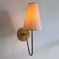 Retro Brass Linen Wall Lamp Simple Bedroom Bedside Living Room Aisle Restaurant Cafe Art Atmosphere Lamp Room Decor