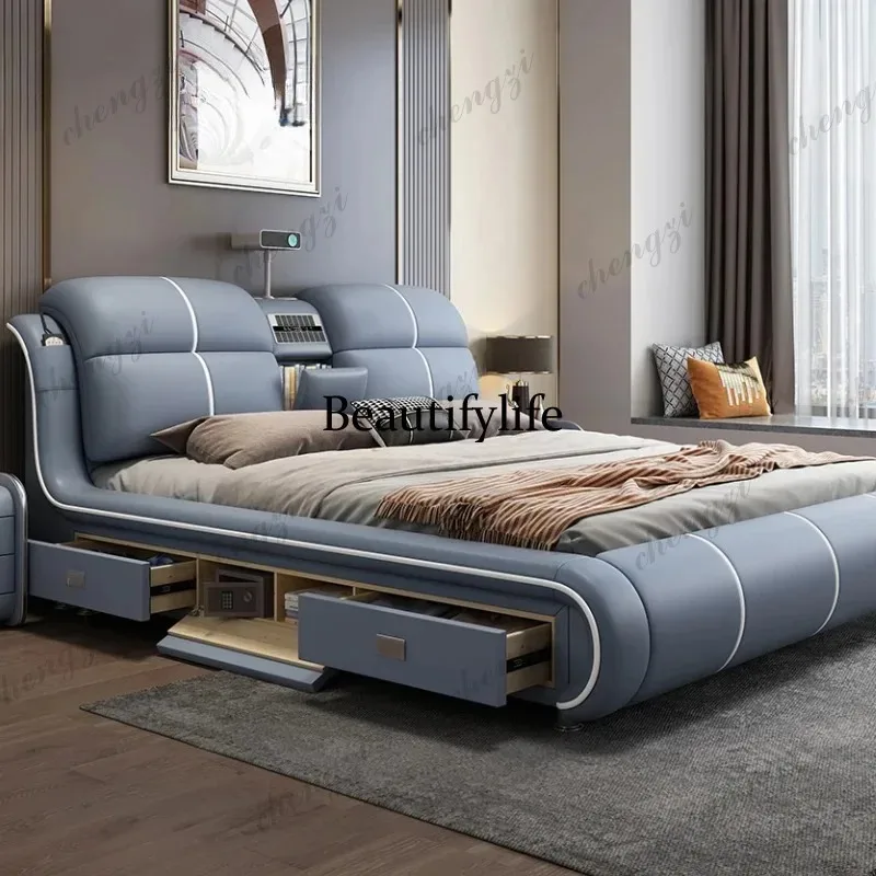 E182 Princess Multifunctional Bed Comforter Luxury Smart King Size Double Bed Headboards Bedframe Camas De Dormitorio