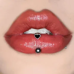 1PC Stainless Steel Black Heart Vertical Labret  Piercing Lip Piercing C Shape Lip Ring Body Jewellry Piercing Chirurgical 16g
