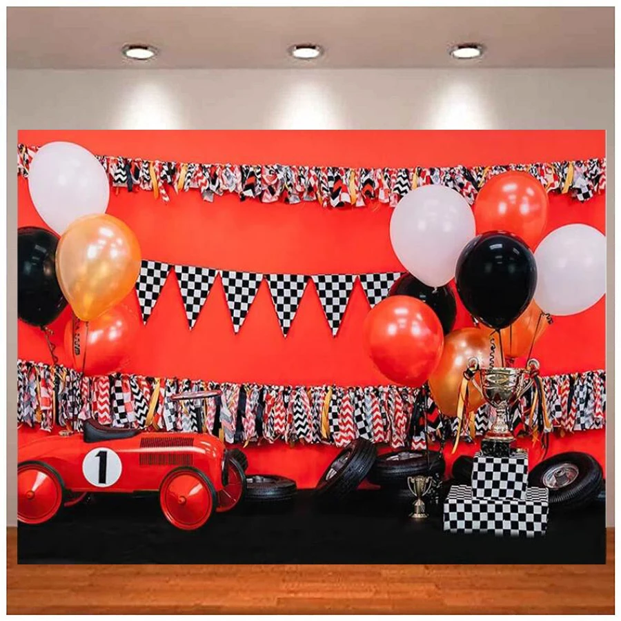 Photography Backdrop Racing Car Competition Boys 1st Birthday Party Cake Smash Photo Studio Background Decoration Banner Poster