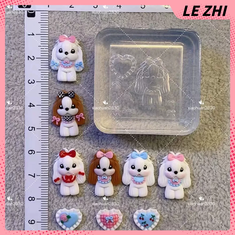 

1Pcs Kawaii Anime Dog Series Nail Silicone Mould Finished Product Diy Bowknot Throw Pillow Flower Cherry Nail Mold Accessories