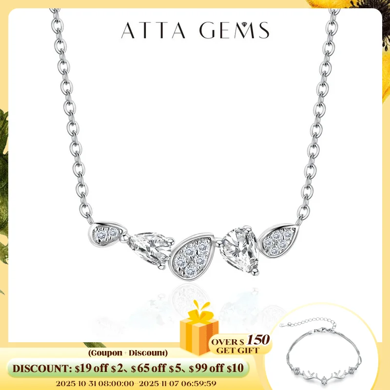 

ATTAGEMS Moissanite Necklace Pendant D Color Vss1 925 Sterling Silver Necklace for Women Popular Commemorative Fine Jewelry Gift