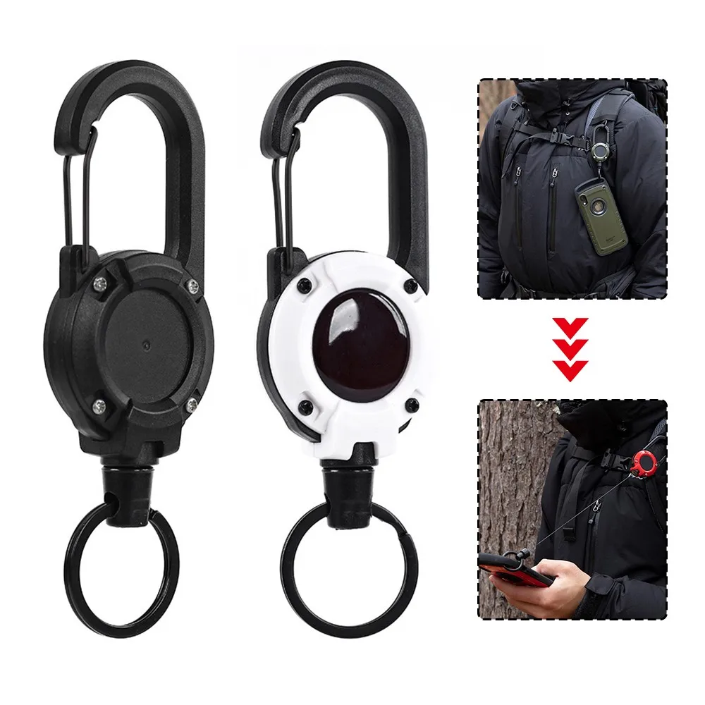 

NEW Heavy Duty Retractable Pull Badges ID Reel Carabiner Key Chain Buckle Key Holder Outdoor Keychain Holds Multiple Tools