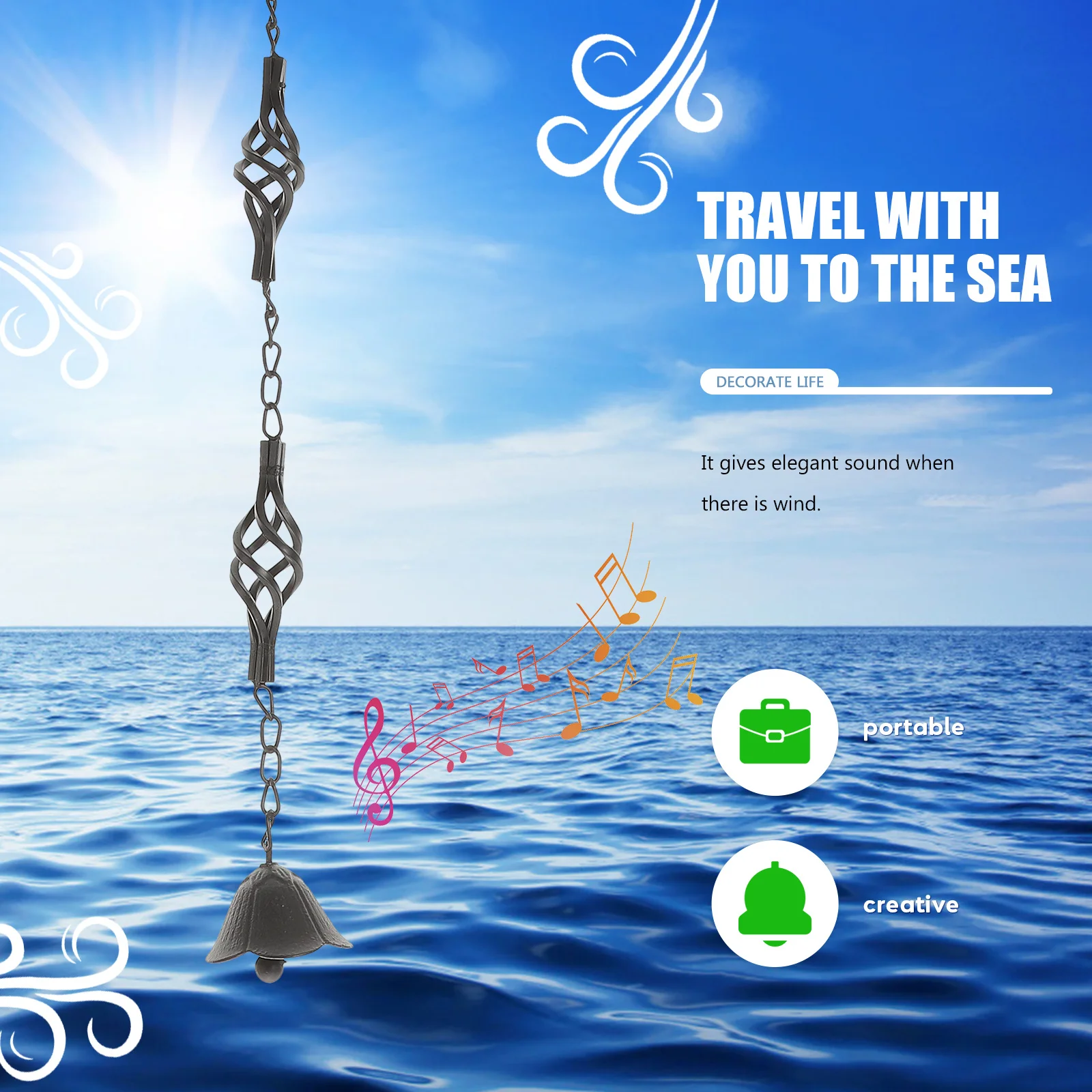 

Iron Windchime Hanging Bell Garden Decoration Outdoor Durable Hanging Wind Chimes Patio Metal Bell Ornament Chime