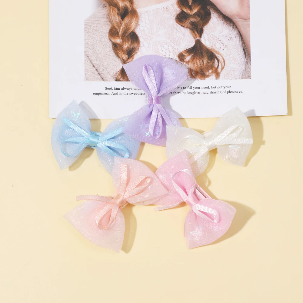 

5PCS New Lace Bow Hair Clips for Baby Girl Korean Sweet Bowknot Hairpins Barrettes Handmade Headdress Kids Hair Accessories