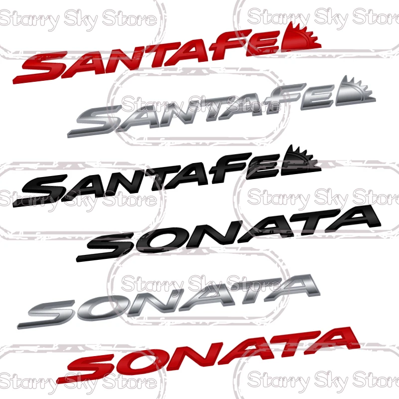 Dla Elantra Tucson Santa Fe Sonata Lettering Emblem I30 I10 I20 Ix25 Ix35 N Line Car Metal Badge Logo Body Decals Rear Sticker