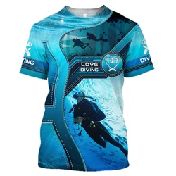 Summer Funny Scuba Diving 3D Print Men's T-shirt Casual Sportwear Quick Drying Male Tops Crew Neck Short-sleeved T Shirts Tees