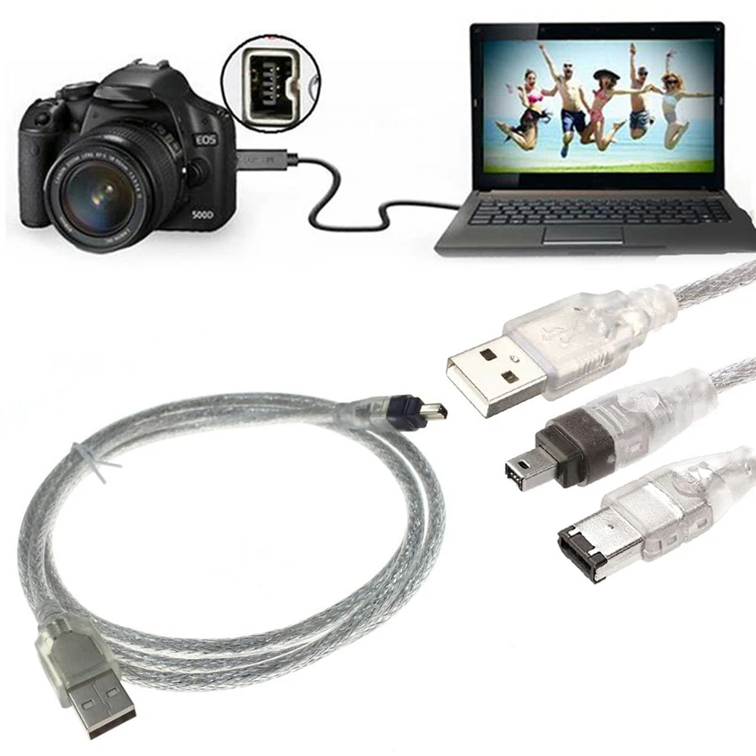 

1.5M USB to data cable 4P to 4P/6P connection cable Firewire DV camera data adapter cable IEEE 1394 data cable
