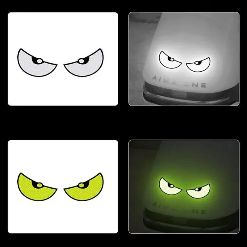 2pcs Car Reflective Safety Warning Tape Cat Eyes Pattern Night Driving Safety Decals for Auto Truck Motorcycle Reflector Sticker image 5