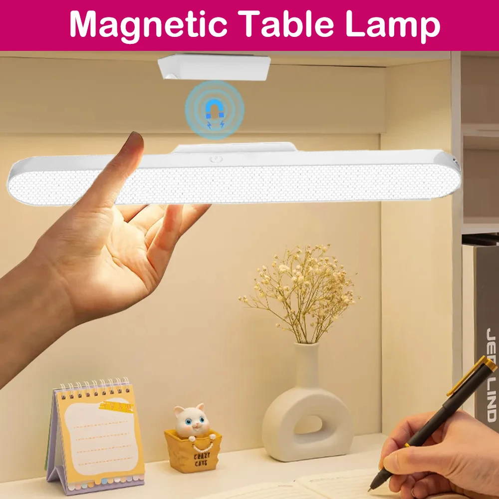 Magnetic Touch Table Lamp USB Rechargeable Book Lamp Stepless Dimmable Eye Protection Portable LED Night Light Reading Lamp