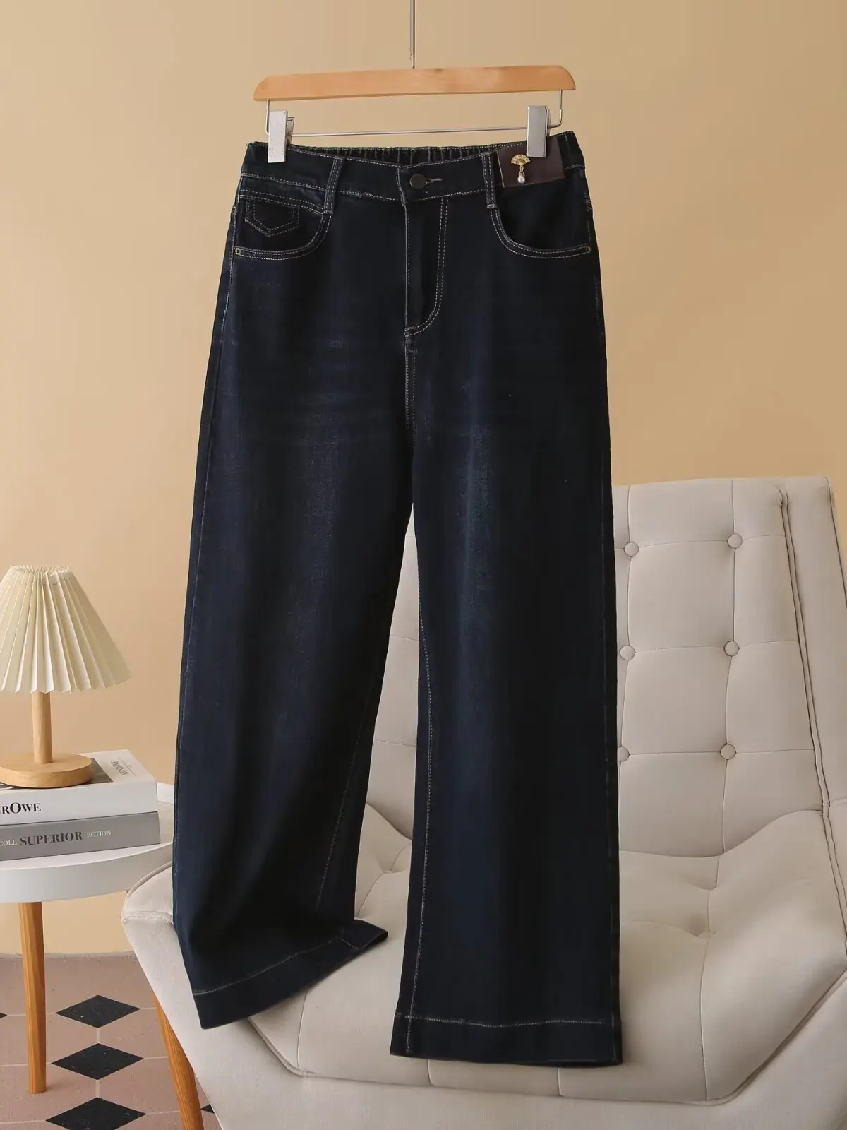

High Waist Wide Leg Denim Jeans Women's Elastic Loose Fit Straight Cut Pants Spring Autumn New Style Retro High Waist Jeans