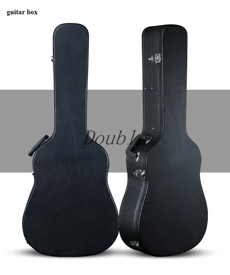 Free delivery High quality PVC leather velvet and foam lined guitar wooden case hard box