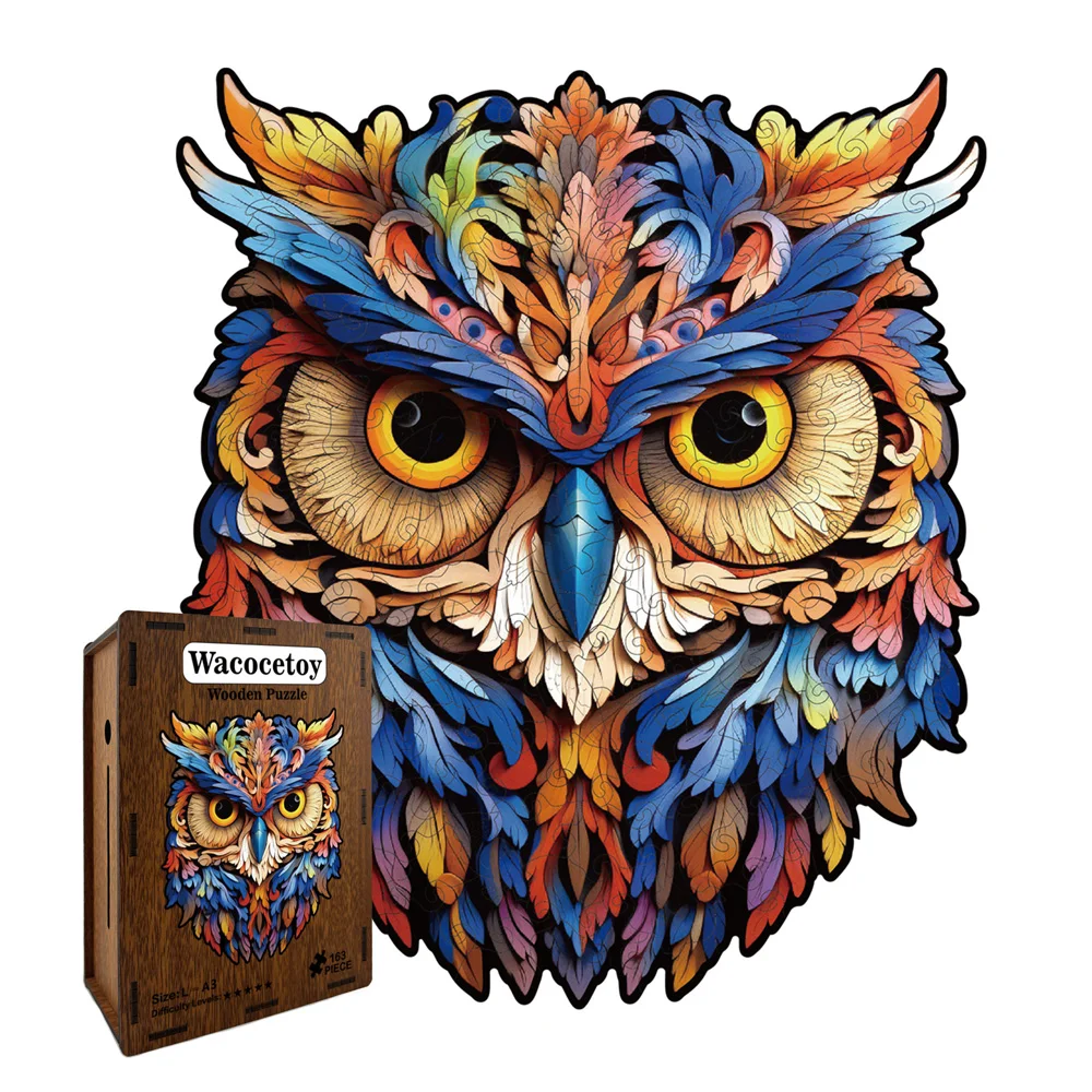 

Owl Wooden Irregular Jigsaw Puzzle High Difficulty DIY Manual Assembly Stress Relief Toy & Brain Teaser HG118