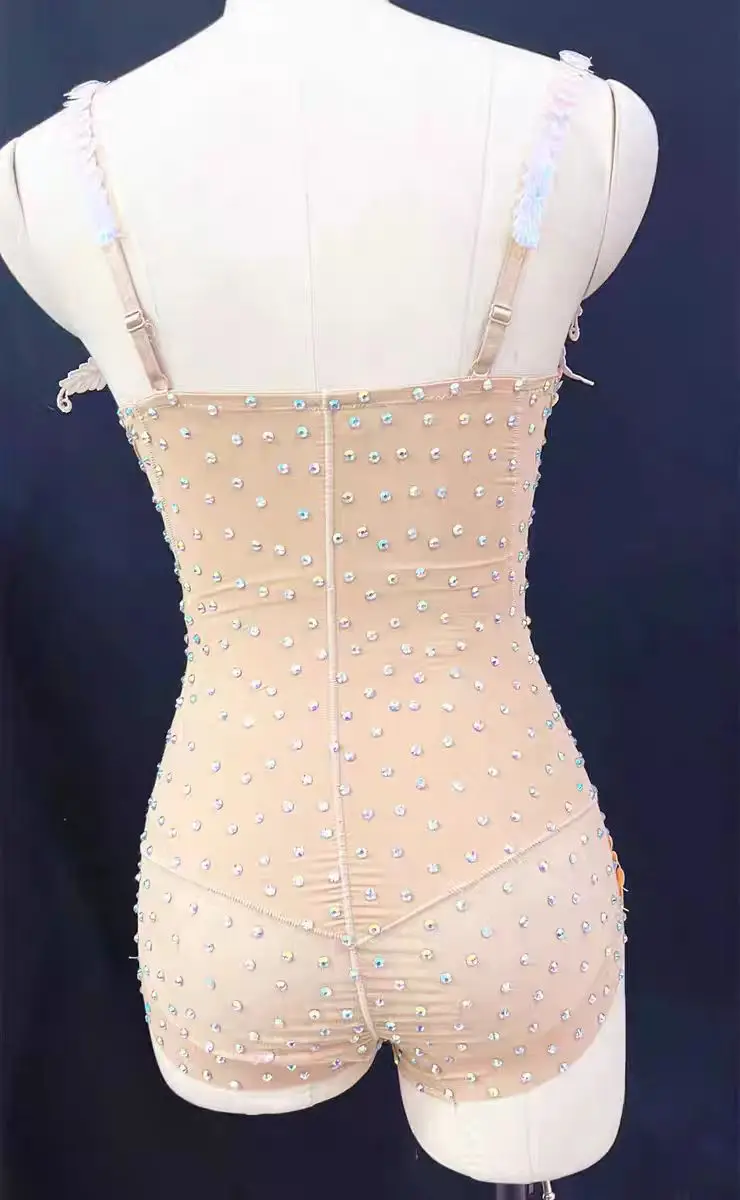 Sparkling Diamond Studded Sexy Jumpsuit Nightclub Bar Female Singer Dance Team Performance Outfit oceanarium Performance Costume