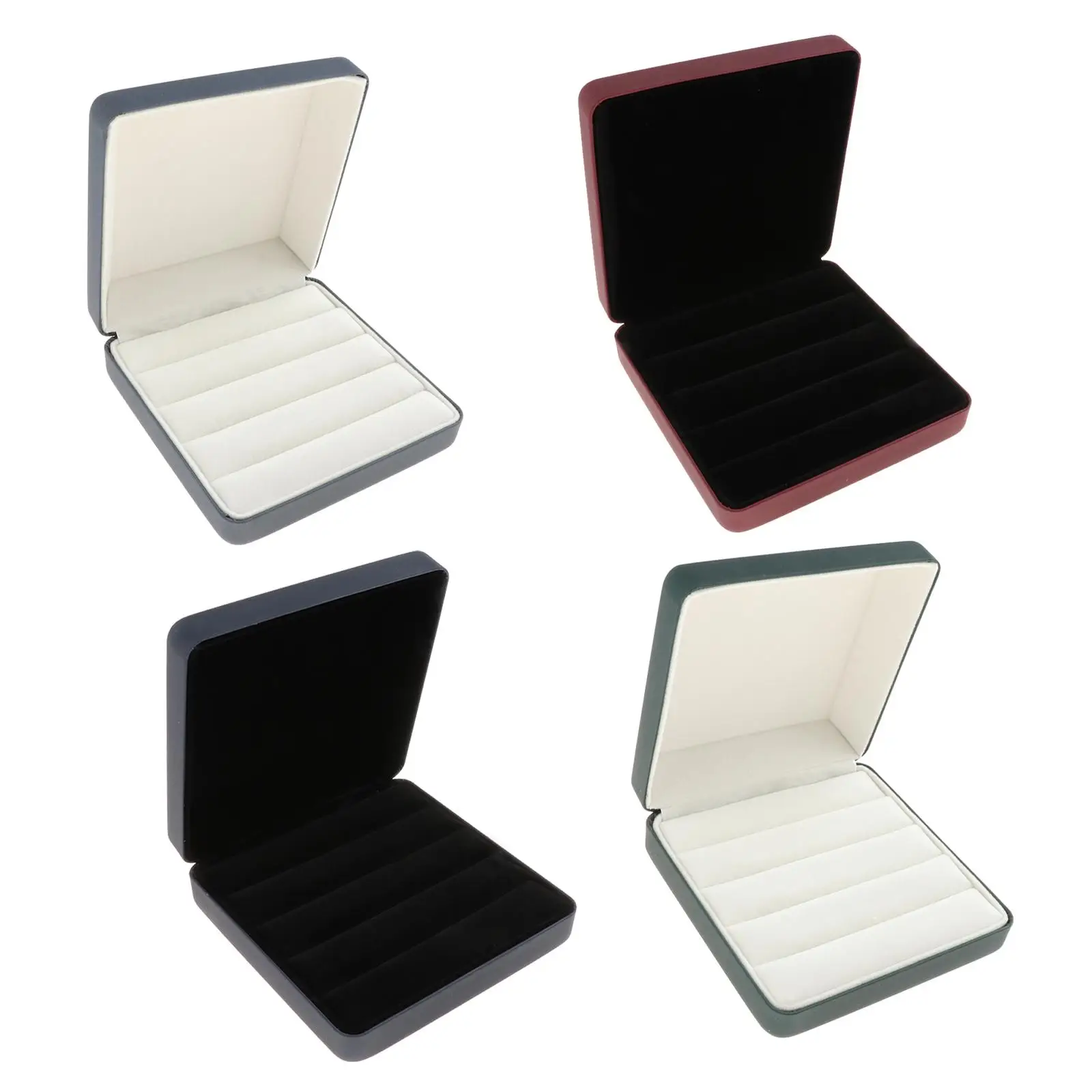 

Rings Display Organizer 4 Row Ring Slots Multifunctional Jewelry Storage Box