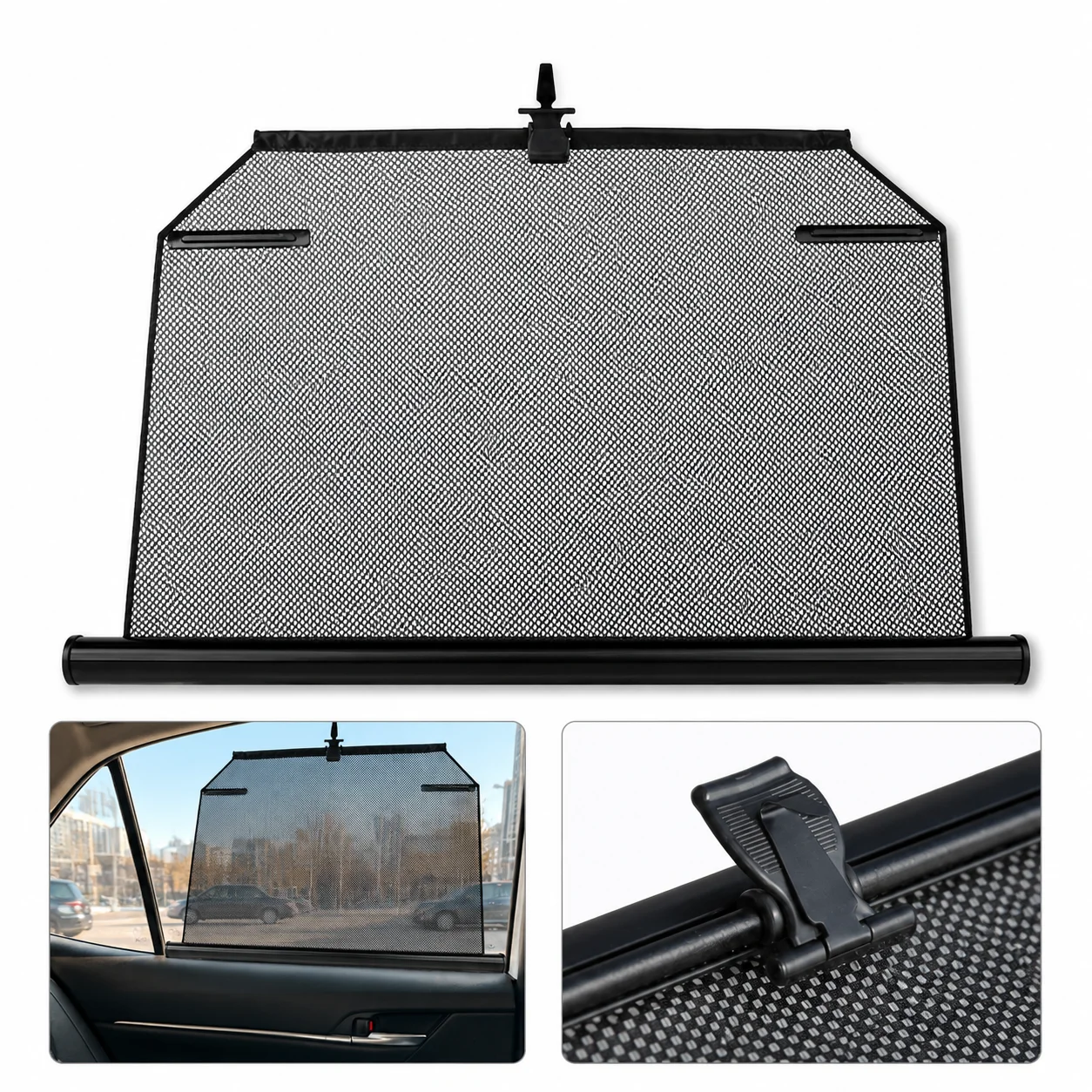 

Retractable Car Side Window Sun Shade Auto Roll Up Curtain UV Protection Privacy Mesh Visor for Rear Window