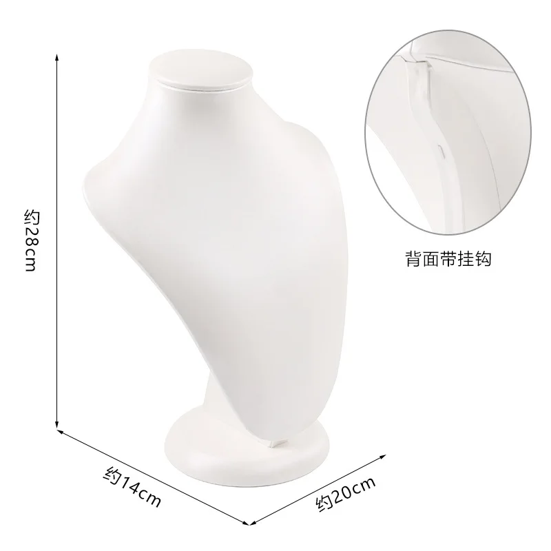 White Leather Ring Earrings Holder Jewelry Store Counter Display Showcase Pendant Necklace Chain Presenting Bust Stand Organizer