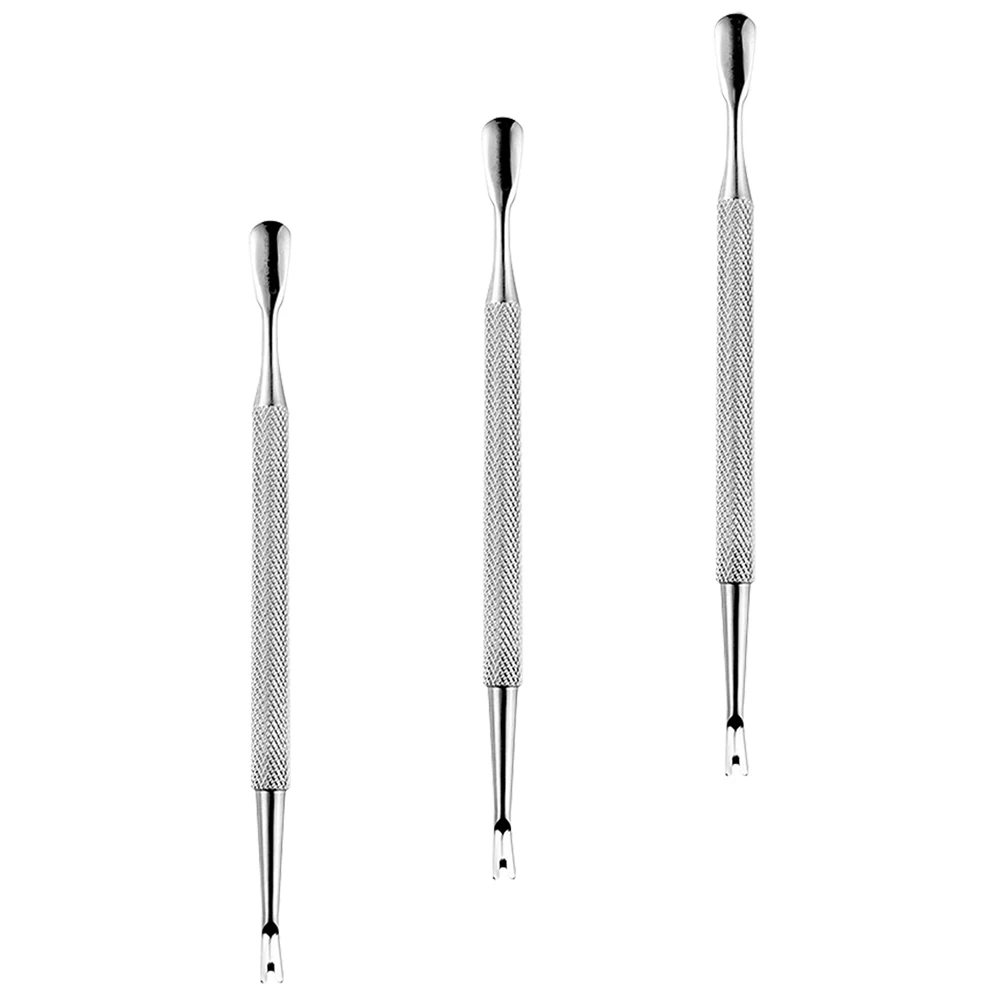 

3Pcs Stainless Steel Nail File Tools Cuticle Remover Trimmer Pusher Manicure Pedicure Dead Skin Fork Foot Care Callus Remover