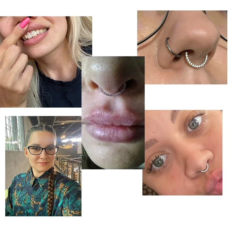 G23 طوق الزركون التيتانيوم ، الفرس عالي الشريحة ، حلقات الأنف ، ثقب الحاجز ، الأقراط ، المجوهرات ، 16 جم ، جودة عالية