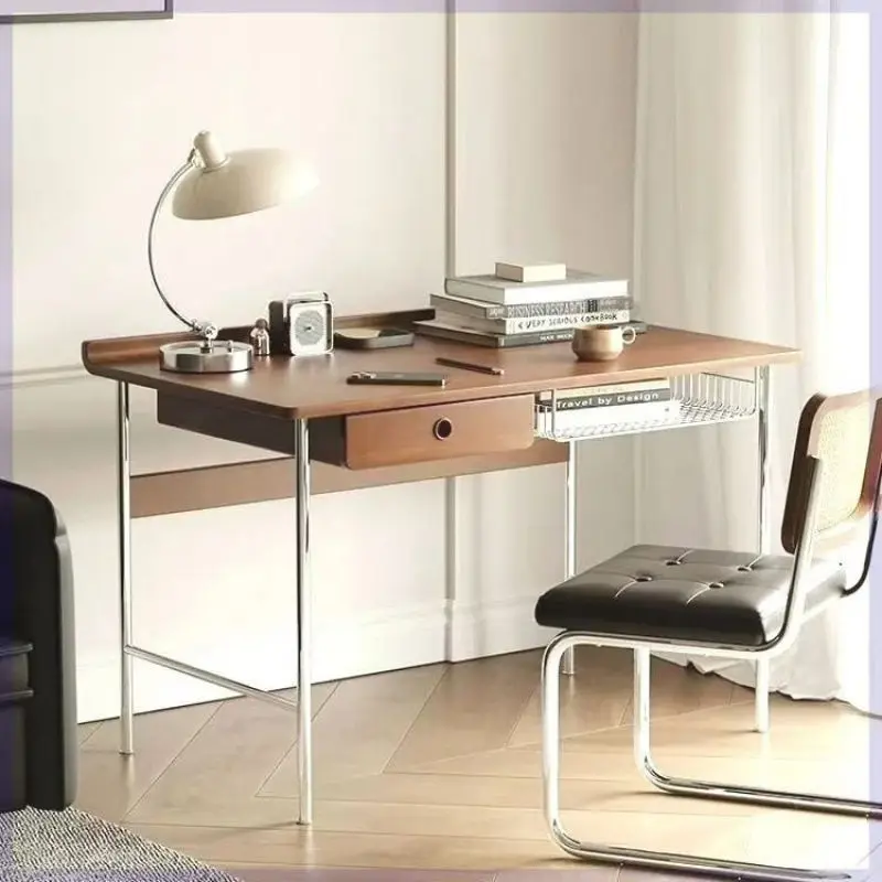 

Стол из цельного дерева, винтажный рабочий стол для небольшой квартиры, дома, учебы, простой компьютерный стол