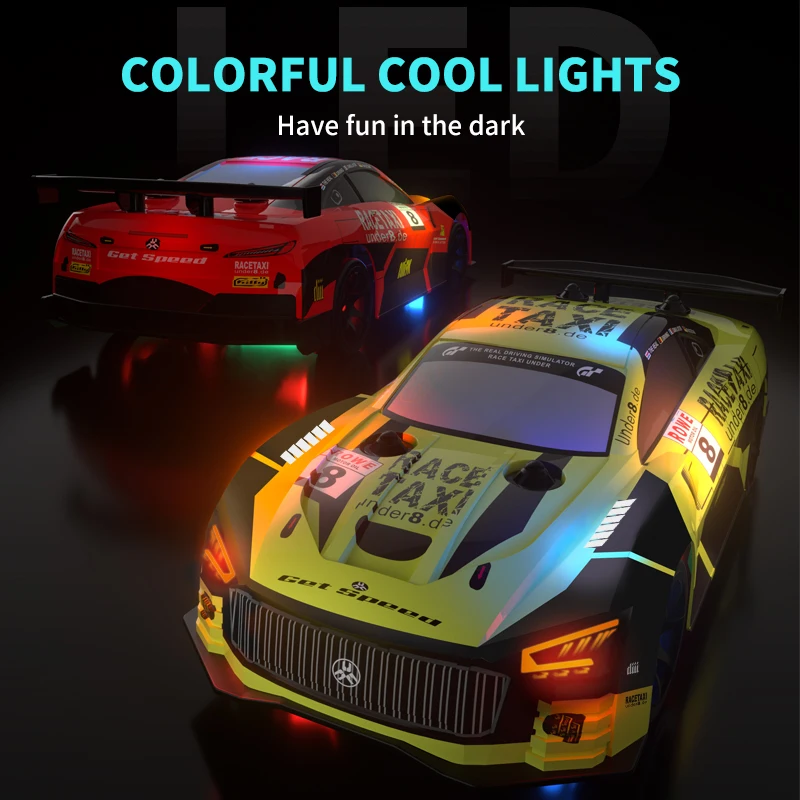 Coche de derrape 4WD RC 1/20, vehículo de carreras de alta velocidad con luces LED de Color, 2,4G, vehículo deportivo eléctrico, regalos