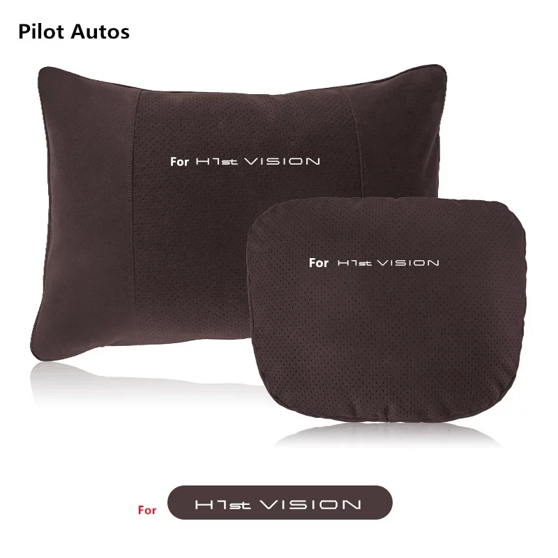 For Renault For H1st-Vision Car Headrest Waist Pillow Rest Cushion Seat Headrest Driver Lumbar Support Leather Memory Cotton