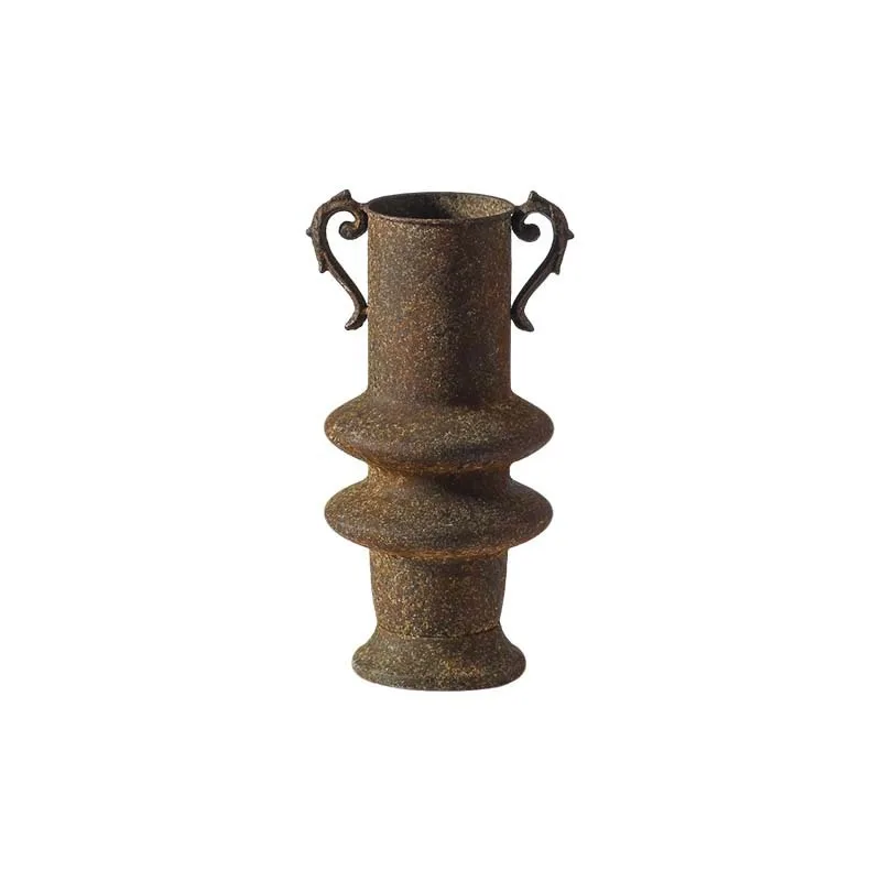 American Style Outdoor Metal Vase with Rust Patina Golden Garden Potted Plant Holder Mottled Decor for B&B Hotel Niche